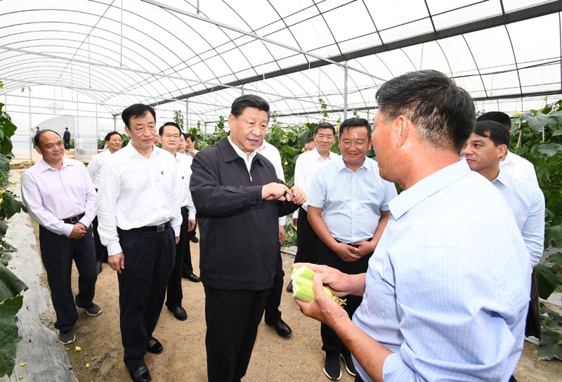 5月20日至22日，中共中央总书记、国家主席、中央军委主席习近平在江西考察，主持召开推动中部地区崛起工作座谈会并发表重要讲话。这是习近平在赣州市于都县梓山富硒蔬菜产业园考察调研。