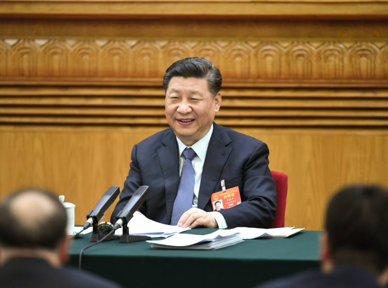 　　3月5日，中共中央总书记、国家主席、中央军委主席习近平参加十三届全国人大二次会议内蒙古代表团的审议。