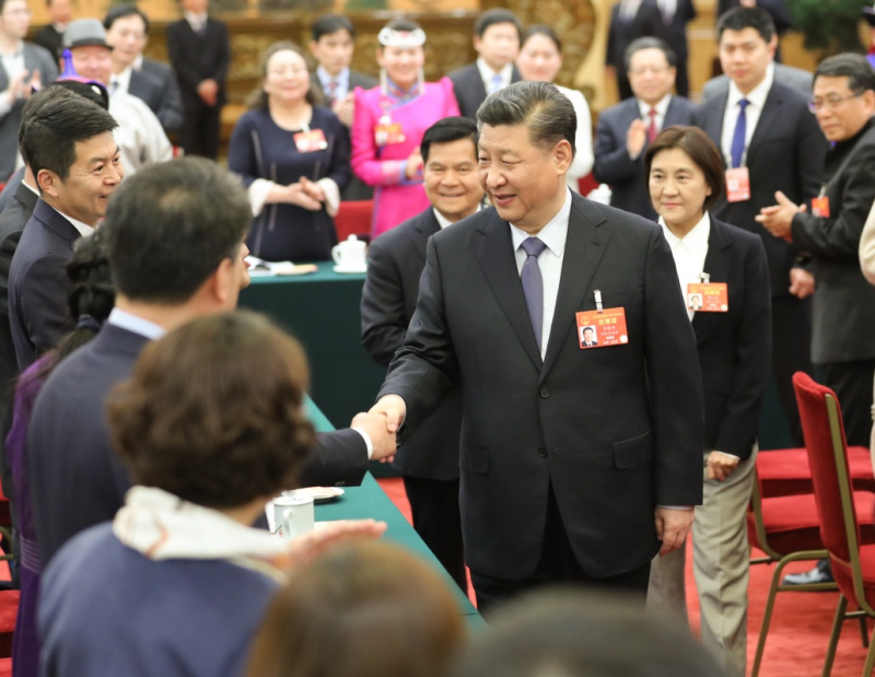 　　3月5日，中共中央总书记、国家主席、中央军委主席习近平参加十三届全国人大二次会议内蒙古代表团的审议。